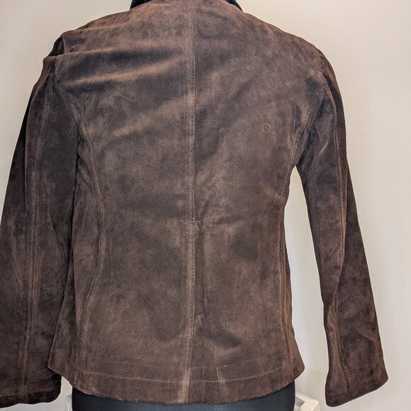 Brown Suede Leather Fall Coat - Women's sz M - Picture 10 of 14